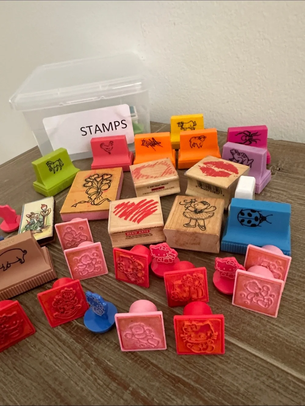 Assorted Kids Stamp Set in Pink, Red, Orange, Blue, Green, Purple